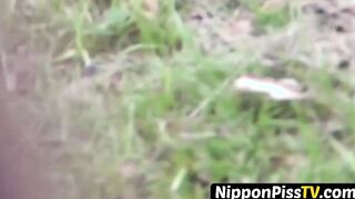 Tasteful Japanese redhead tracks down a mystery spot to pee