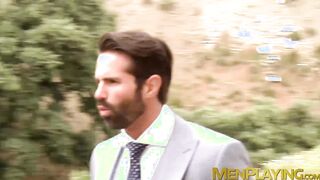 Outside fucking with a dude wearing a classy suit and tie
