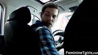 Uber Driver Sucks a Hot Tgirl