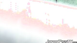 Japanese schoolgirls are peeing while voyeur films them