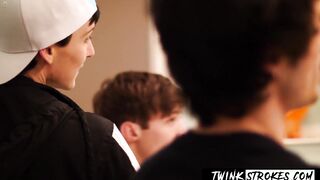 Novice twinks butt banging in sweet trio