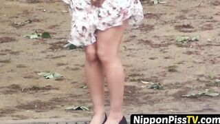 Secret camera recorded unusual Japanese darlings pissing outside