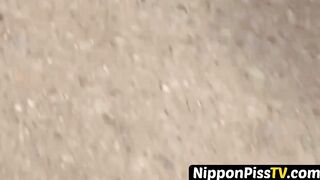 Secret camera recorded unusual Japanese darlings pissing outside