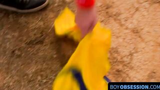 Young gay man Jasper Robinson having a cuminducing wank off session