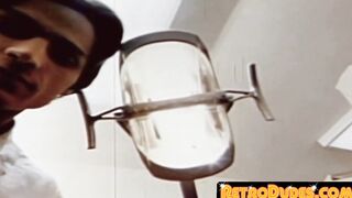 Gay patient jerks off while dildo screwed by hot specialist