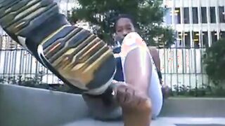 West Indies Negress shows her Big Black Feet and Soles