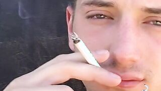 Chilling and smoking outdoor while stroking my dick