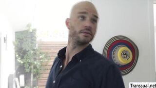 Naughty TS lets her neighbor fuck her tight ass