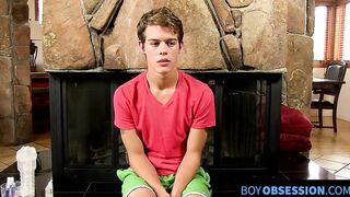 Young and attractive Alex Jordan jerking off with a fleshlight solo