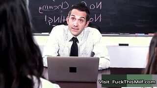 Pervy Teacher Tricks Innocent Virgin Schoolgirls Into Having A Threesome With Him In