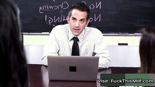Pervy Teacher Tricks Innocent Virgin Schoolgirls Into Having A Threesome With Him In
