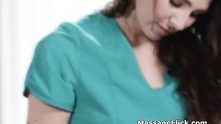 Spicy masseuse rimming and fingering busty client