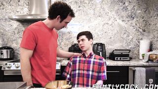 Kinky stepfather barebacks twink and cums on his cute face