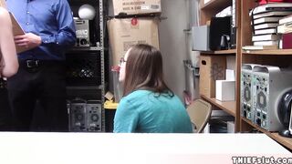 Skinny thief fucked in front of her BF