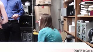 Skinny thief fucked in front of her BF