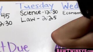 Glasses twinks beating crude subsequent to trading messy sensual caresses