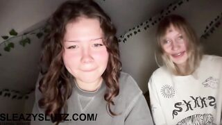 Brunette and Blonde Teen with Long Ass Nails