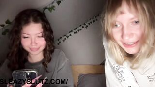 Brunette and Blonde Teen with Long Ass Nails