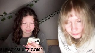 Brunette and Blonde Teen with Long Ass Nails