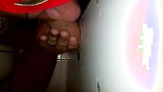 Glory hole cock sucking with cum swallow..