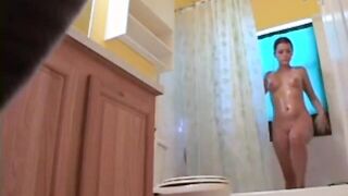 Stepdaughter 19 shaves pussy in shower (hidden cam)