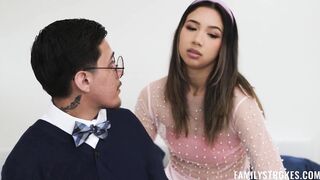 Creampie my stepdaughter behind her boyfriend back