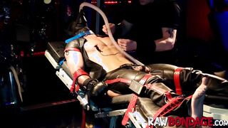 Sweaty jock Devin Franco foot licking and deepthroating in raw bondage