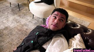 Hardworking shemale fucked by husband