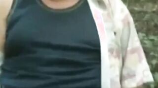 Old Man Strokes His Uncut Cock Outdoors
