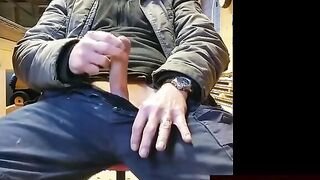 Big-Cocked Daddy Jerks Off at Work - Amateur Solo Video