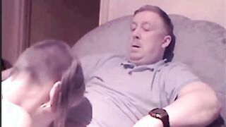 Old Guy Receives Blowjob From Young Skinhead Girl On Webcam
