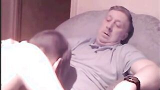 Old Guy Receives Blowjob From Young Skinhead Girl On Webcam