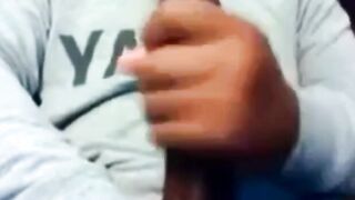 Hunk Strokes His Big Black Cock to Porn and Cums Twice