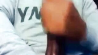 Hunk Strokes His Big Black Cock to Porn and Cums Twice