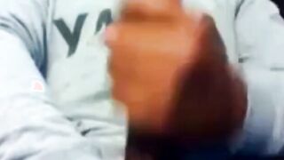 Hunk Strokes His Big Black Cock to Porn and Cums Twice