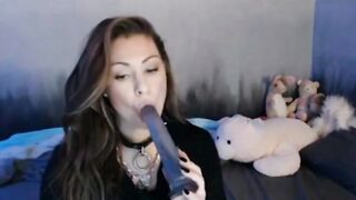 Emo Girl Deepthroats Her Dildo on Webcam