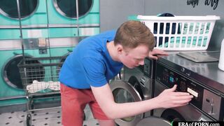 Guy fucks busty milfs in a laundry room