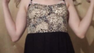 Twink Crossdresser Strips in Dress and Panties