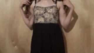 Twink Crossdresser Strips in Dress and Panties