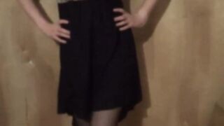 Twink Crossdresser Strips in Dress and Panties