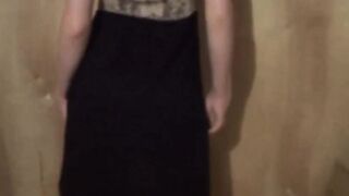 Twink Crossdresser Strips in Dress and Panties