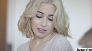 Blonde babe Chanel gets fucked by TS friend Emma