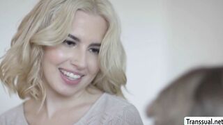 Blonde babe Chanel gets fucked by TS friend Emma