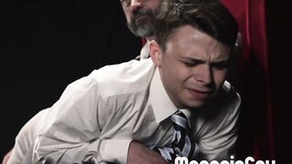 Handsome Austin Young strokes Bishop Angus massive cocks before fucking hardcore