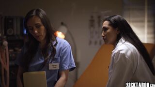 Hot MILF lesbians making out on duty
