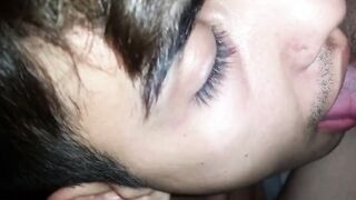 Twink smokes and sucks big cock - amateur emo blowjob video