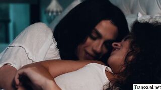 Trans stepmother licks and fucks her stepdaughter