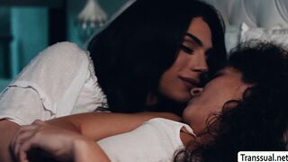 Trans stepmother licks and fucks her stepdaughter