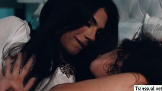 Trans stepmother licks and fucks her stepdaughter