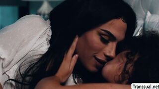 Trans stepmother licks and fucks her stepdaughter